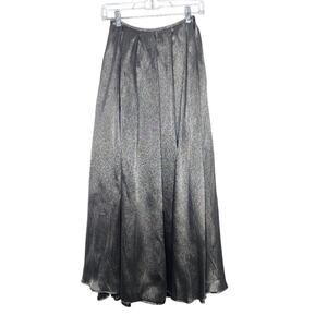 Carmen Marc Valvo Vintage 90's Silver Shimmery Pleated Maxi Skirt Size 4